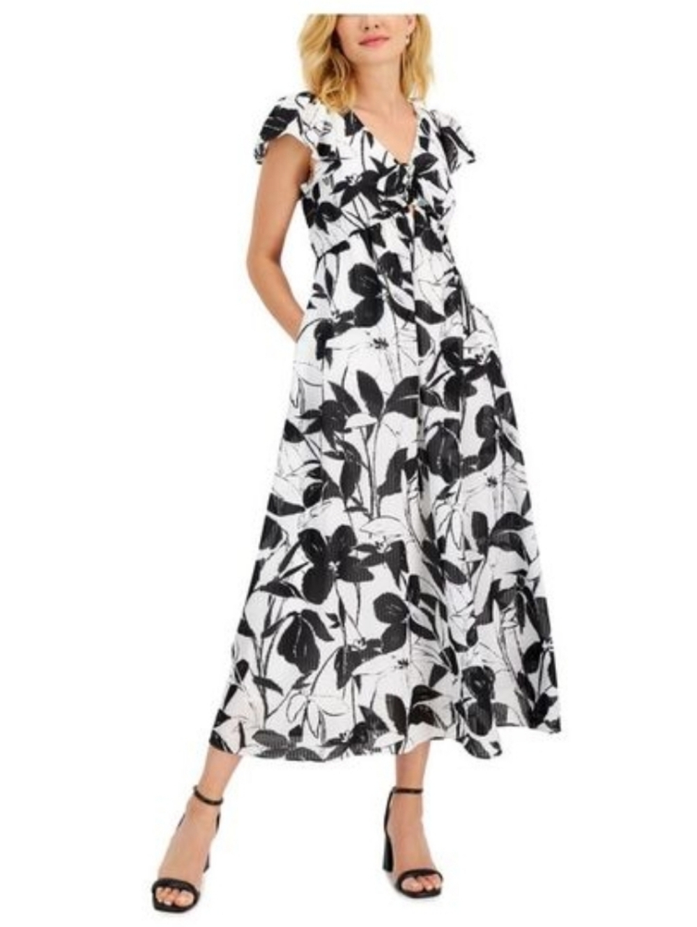 Taylor Womens Ivory Bow Lined Pullover Maxi Empire Waist Dress Sz 6